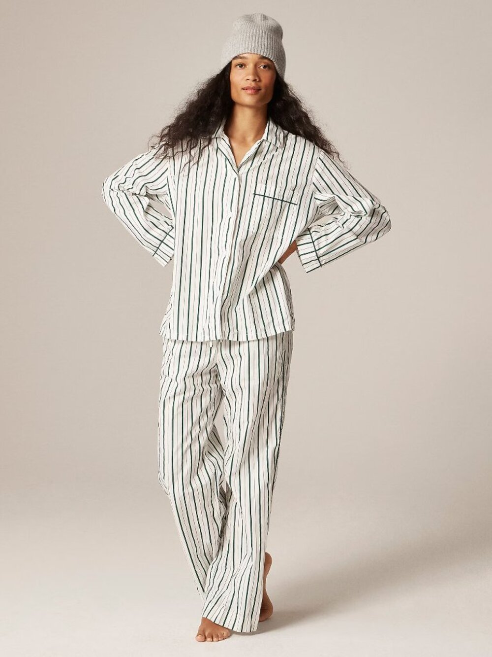 J.Crew - Cotton Poplin Long-sleeve Pajama Pant Set, Size M (NWT) - Picture 2 of 4